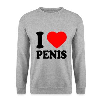 I love penis - Unisex Pullover - Weißgrau meliert - Vorne - Alina (178cm) & Michal (187cm)