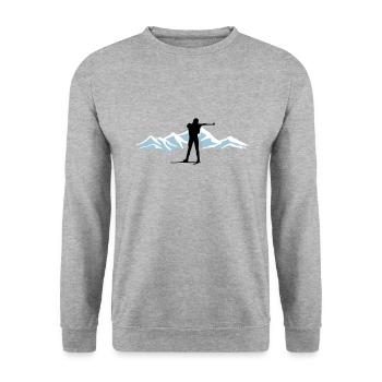 Biathlon und Berg - Unisex Pullover - Weißgrau meliert - Vorne - Alina (178cm) & Michal (187cm)