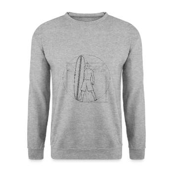 Vitruvian man surfer with surfboard - Unisex Sweatshirt - salt & pepper - Front - Alina (178cm) & Michal (187cm)