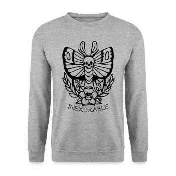 Traditionelle Tattoo-Motte - Unisex Pullover - Weißgrau meliert - Vorne - Alina (178cm) & Michal (187cm)