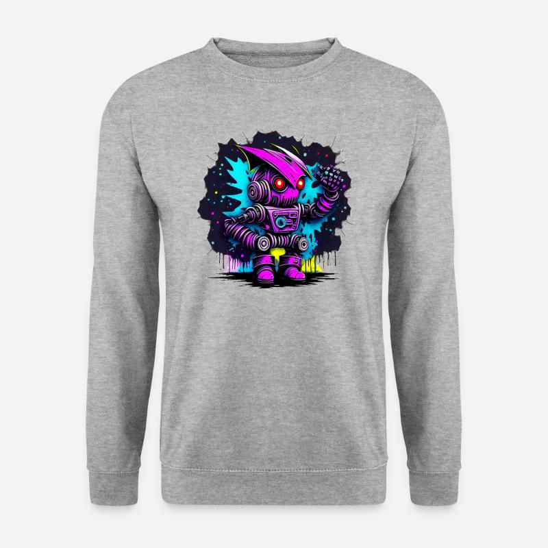Böser Roboter Serie 009 - Unisex Pullover - Weißgrau meliert