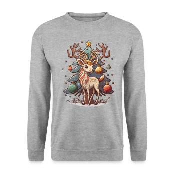 Deer-ly Beloved Holidays - Unisex Sweatshirt - salt & pepper - Front - Alina (178cm) & Michal (187cm)