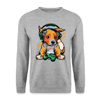 Gaming Pup - Unisex Sweatshirt - salt & pepper - Front - Alina (178cm) & Michal (187cm)