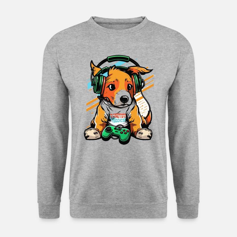 Gaming-Welpe - Unisex Pullover - Weißgrau meliert