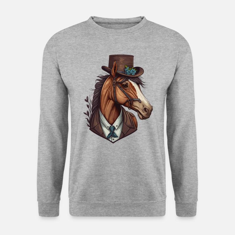 Elegantes Pferd - Unisex Pullover - Weißgrau meliert