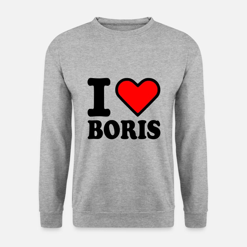 I love boris - Unisex Pullover - Weißgrau meliert