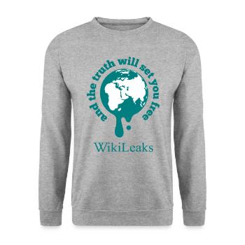 WikiLeaks - Und die Wahrheit wird dich frei machen - Unisex Pullover - Weißgrau meliert - Vorne - Alina (178cm) & Michal (187cm)