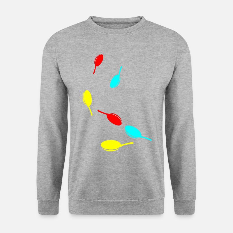 Pfanne Symbol - Unisex Pullover - Weißgrau meliert