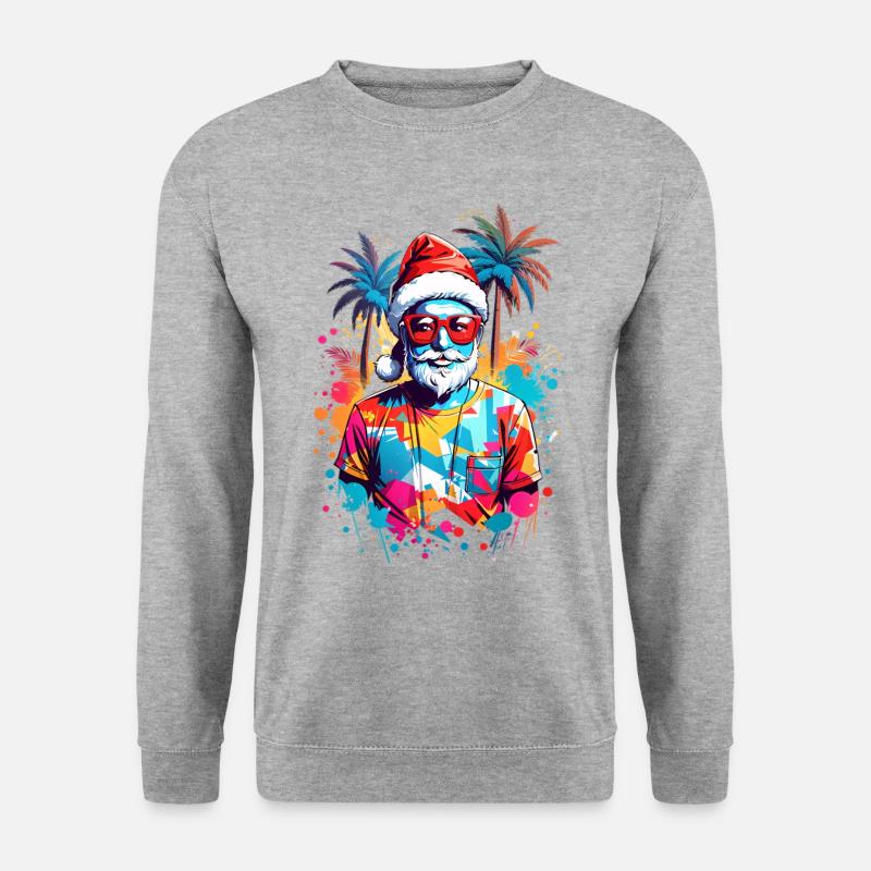 Coole Weihnachtsmann - Unisex Pullover - Weißgrau meliert
