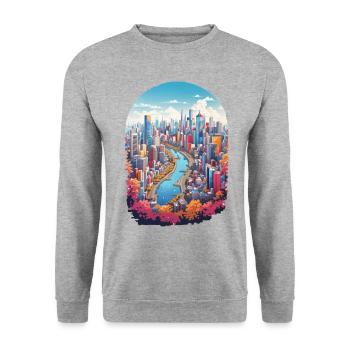 Paysage urbain - Sweat-shirt Unisexe - gris chiné - Devant - Alina (178cm) & Michal (187cm)