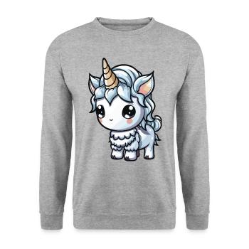 Unicorn Winter Animal Baby Comic - Unisex Sweatshirt - salt & pepper - Front - Alina (178cm) & Michal (187cm)
