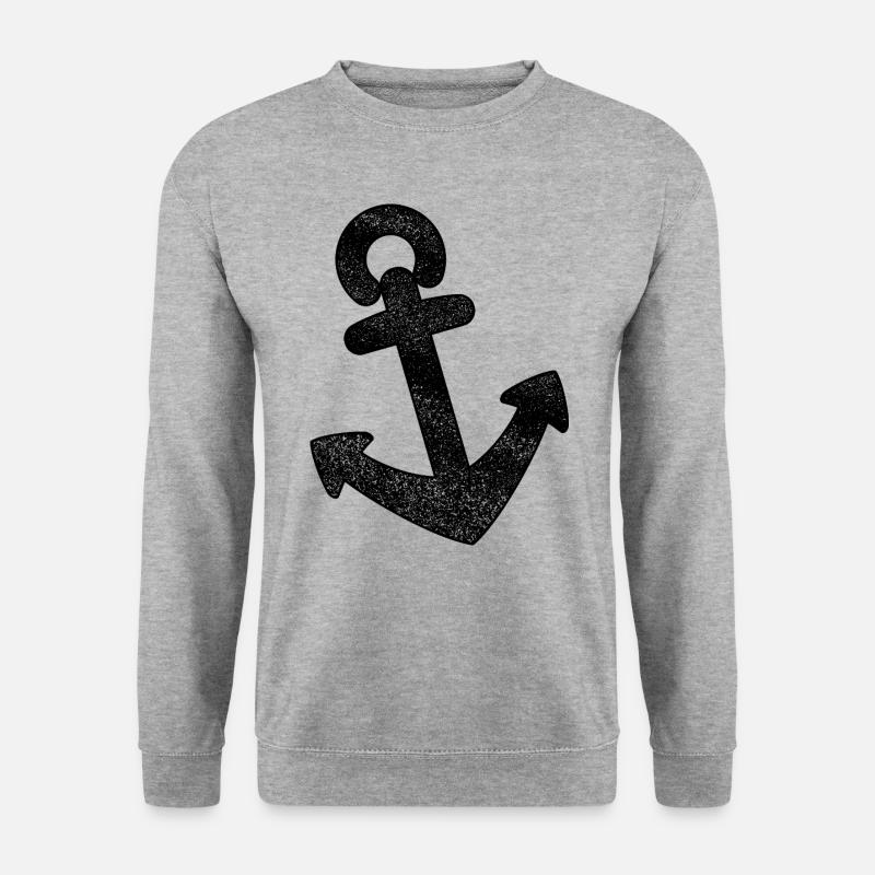 Anker Distressed - Unisex Pullover - Weißgrau meliert