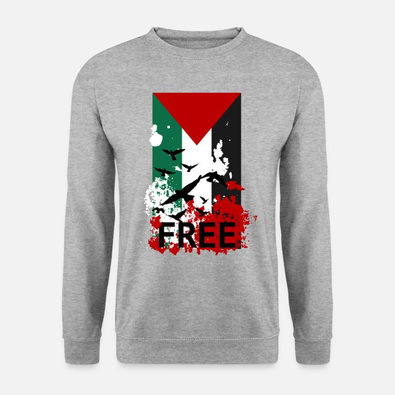 free gaza blood - Unisex Pullover - Weißgrau meliert