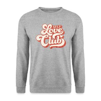 SELF LOVE CLUB GROOVY 70s TYPO - Sweat-shirt Unisexe - gris chiné - Devant - Alina (178cm) & Michal (187cm)