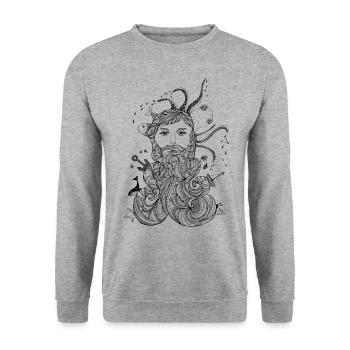 Wassermann - Unisex Pullover - Weißgrau meliert - Vorne - Alina (178cm) & Michal (187cm)