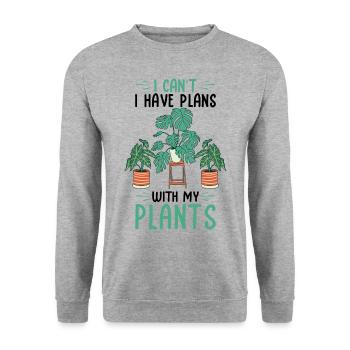 Hobby gardeners | gifts Houseplants Plants - Unisex Sweatshirt - salt & pepper - Front - Alina (178cm) & Michal (187cm)