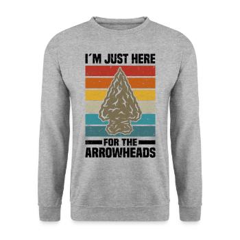 Arrowhead Hunting | Arrowheads Collector Gifts - Unisex Sweatshirt - salt & pepper - Front - Alina (178cm) & Michal (187cm)