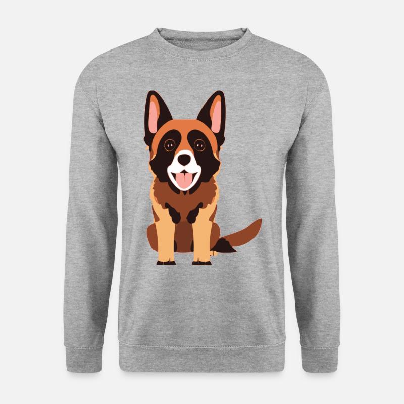 Cute Beautiful Chibi Dog Schäferhund - Unisex Pullover - Weißgrau meliert