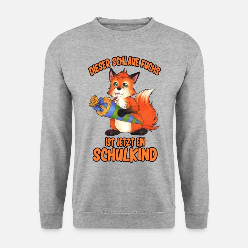 Dieser schlaue Fuchs ist jetzt ein Schulkind! - Unisex Pullover - Weißgrau meliert