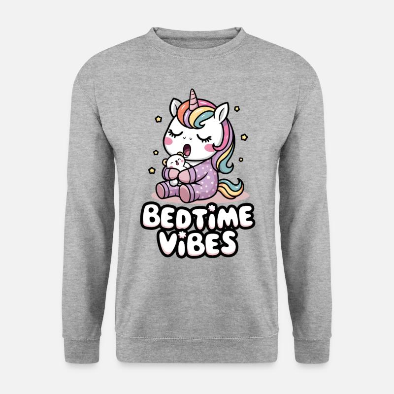 Gute-Nacht-Vibes - Unisex Pullover - Weißgrau meliert