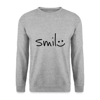 Slogan smile with happy smile face. Laugh quotes - Unisex Sweatshirt - salt & pepper - Front - Alina (178cm) & Michal (187cm)