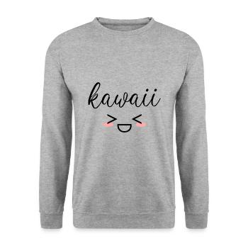 Kawaii - Unisex Pullover - Weißgrau meliert - Vorne - Alina (178cm) & Michal (187cm)