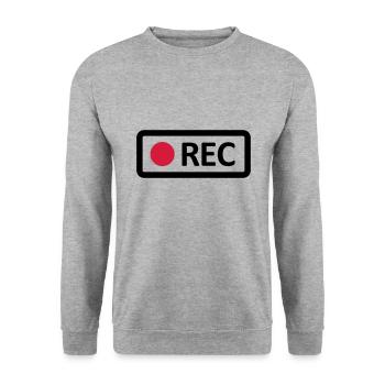 Camera REC recording button. Record, live, rec - Unisex Sweatshirt - salt & pepper - Front - Alina (178cm) & Michal (187cm)