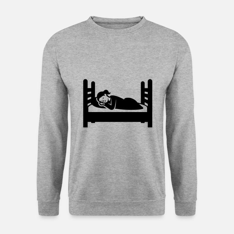 Schlafen Bett Frau - Unisex Pullover - Weißgrau meliert