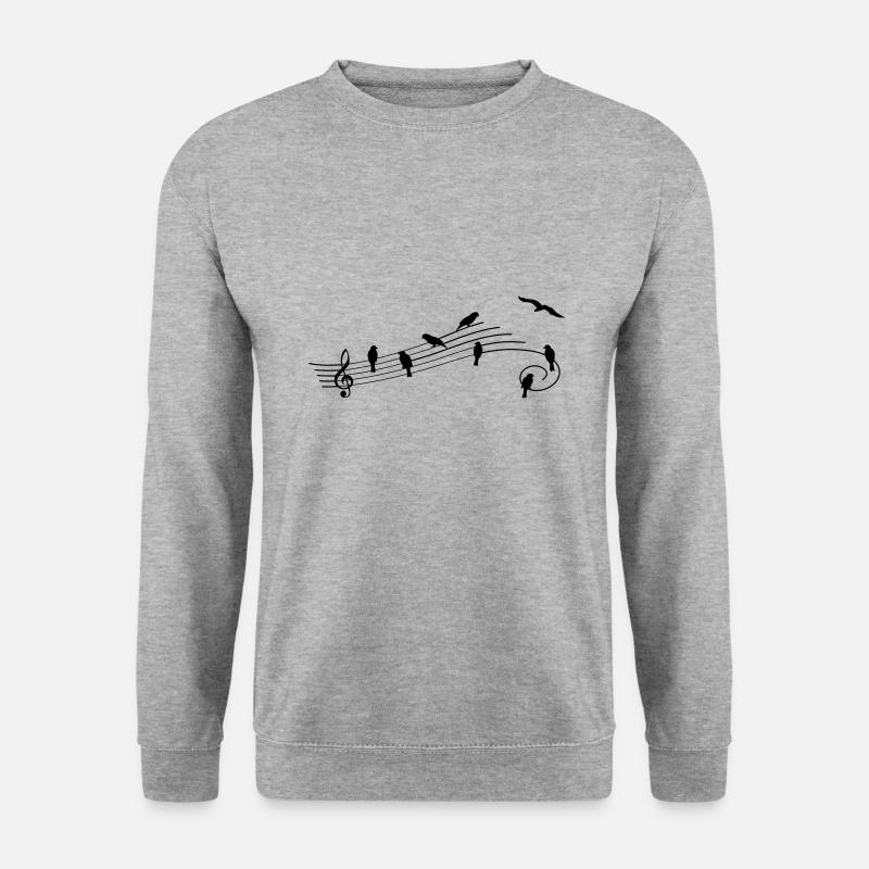 Musikbar mit Vögeln als Noten. - Unisex Pullover - Weißgrau meliert
