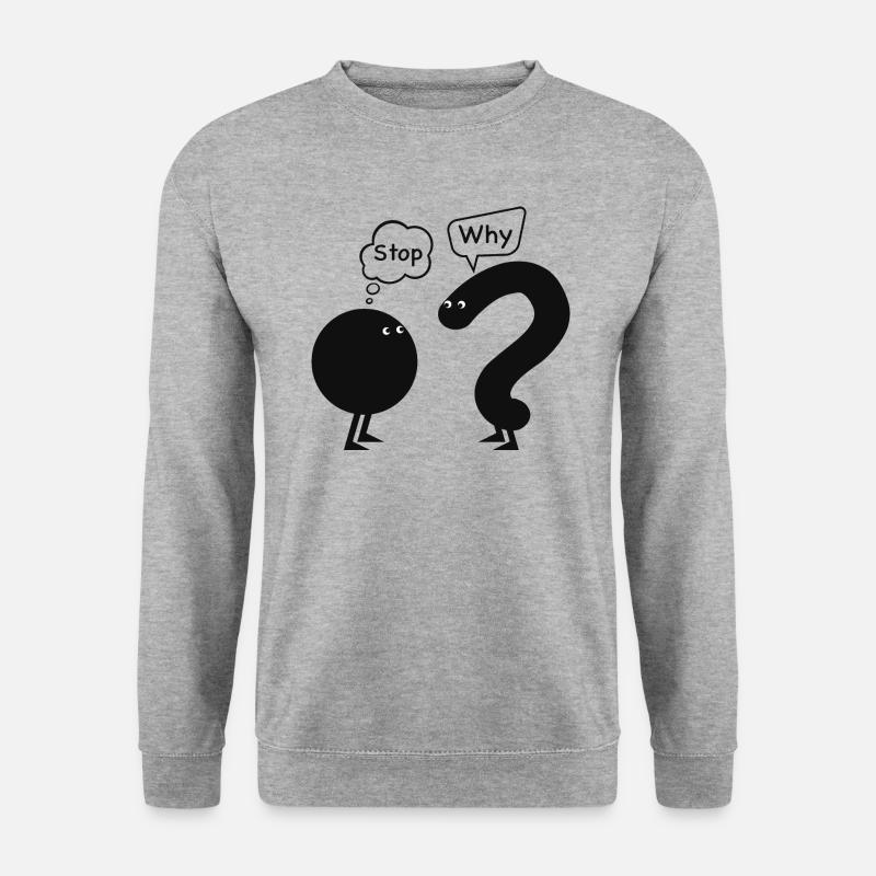 Stopp, warum - Unisex Pullover - Weißgrau meliert