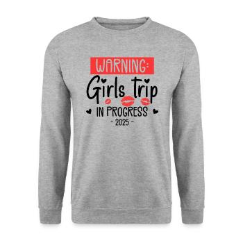 Warning Girls Trip In Progress 2025 - Sweat-shirt Unisexe - gris chiné - Devant - Alina (178cm) & Michal (187cm)