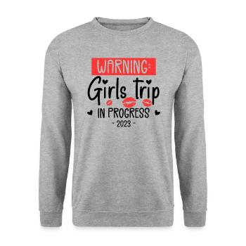 Warning Girls Trip In Progress 2023 - Sweat-shirt Unisexe - gris chiné - Devant - Alina (178cm) & Michal (187cm)
