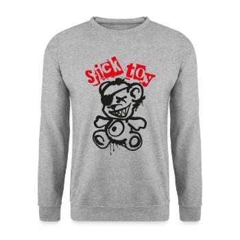 Sick Toy Teddy - Unisex Pullover - Weißgrau meliert - Vorne - Alina (178cm) & Michal (187cm)