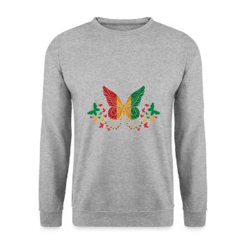 Guinée Guinée Guinée Flag Papillons - Sweat-shirt Unisexe - gris chiné - Devant - Alina (178cm) & Michal (187cm)