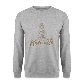 Namaste Yoga Zen Bouddhisme Méditation Spirituelle - Sweat-shirt Unisexe - gris chiné - Devant - Alina (178cm) & Michal (187cm)