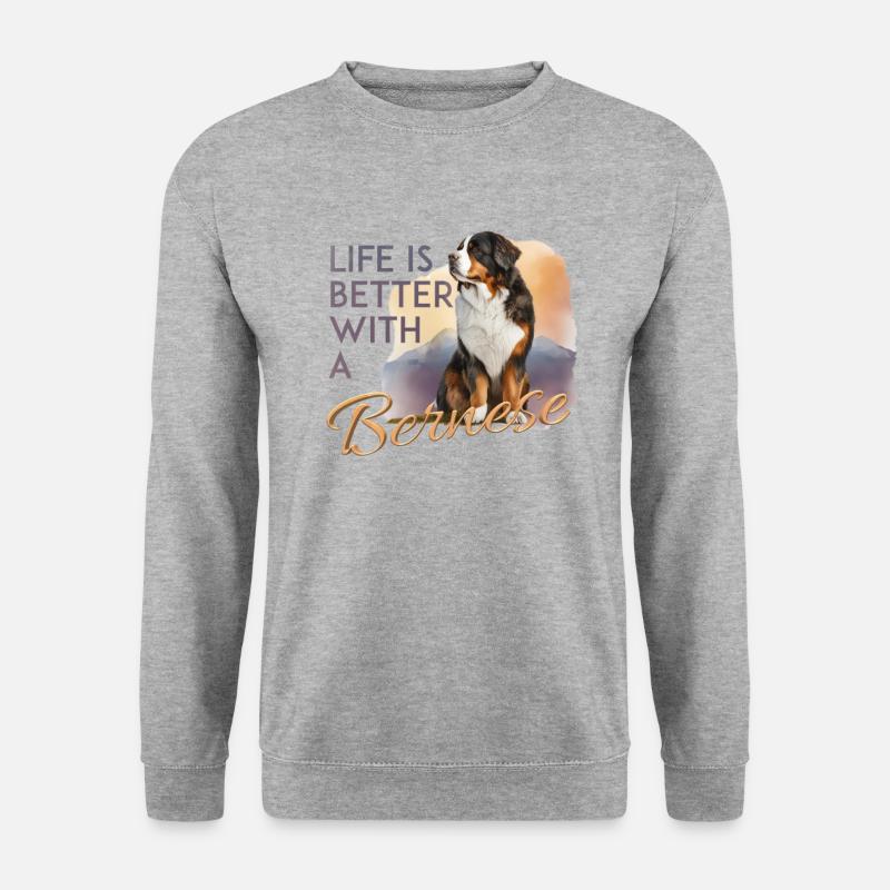 Berner Sennenhund - Unisex Pullover - Weißgrau meliert
