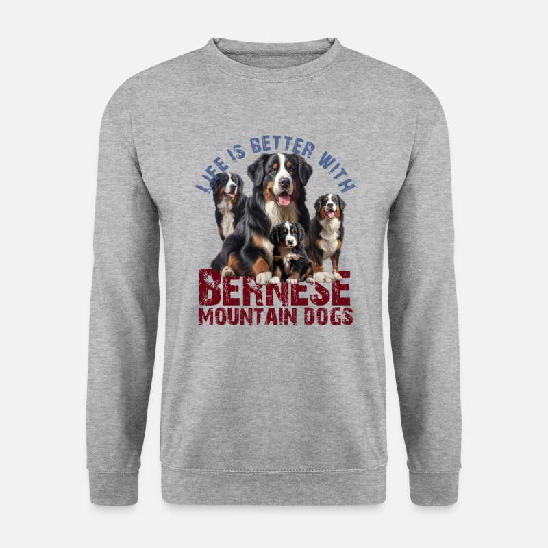 Berner Sennenhund - Unisex Pullover - Weißgrau meliert