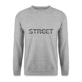 Street font design street fashion - Unisex Pullover - Weißgrau meliert - Vorne - Alina (178cm) & Michal (187cm)