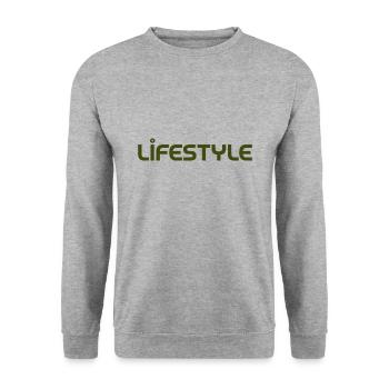 Lifestyle font design street fashion - Unisex Pullover - Weißgrau meliert - Vorne - Alina (178cm) & Michal (187cm)