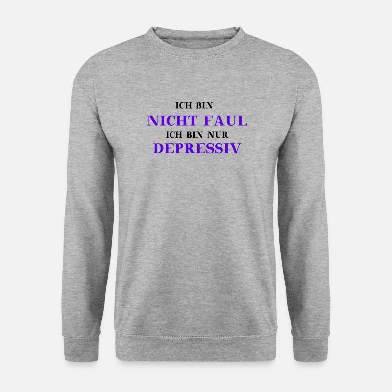 Depressiv lustig witzig mutig Geschenkidee - Unisex Pullover - Weißgrau meliert
