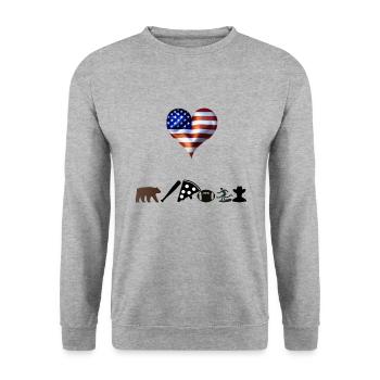 USA Geschenkidee Amerika amerikanisch american - Unisex Pullover - Weißgrau meliert - Vorne - Alina (178cm) & Michal (187cm)