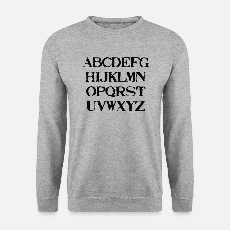 ABC Geschenkidee Alphabet Buchstaben - Unisex Pullover - Weißgrau meliert