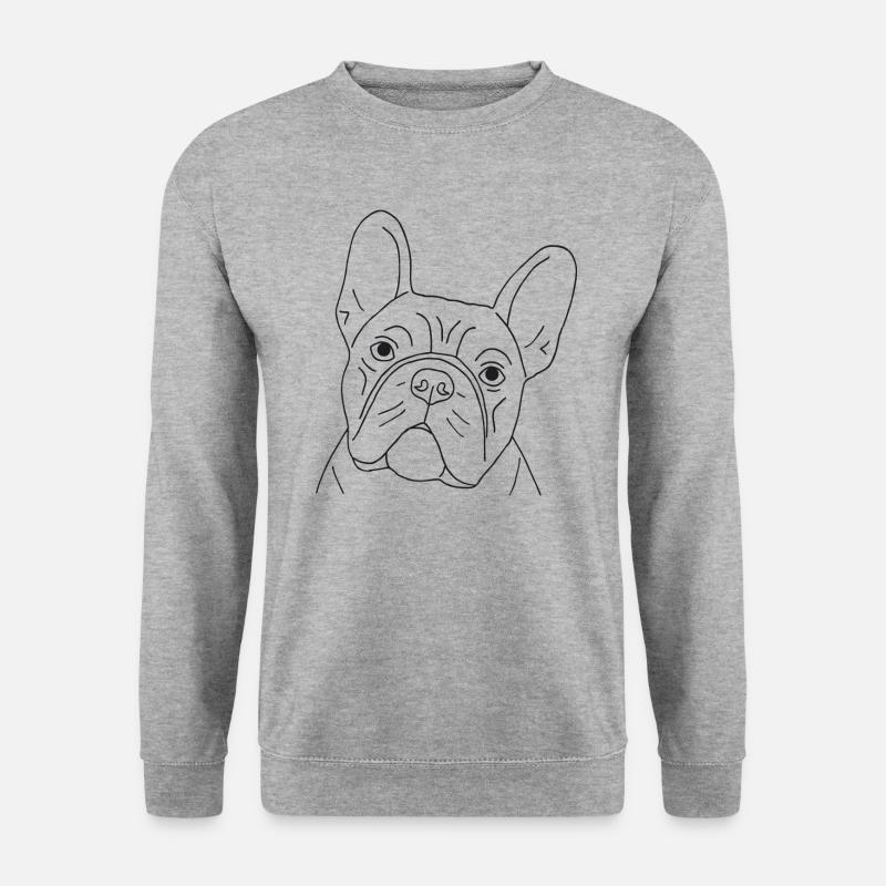 Französische Bulldogge - Unisex Pullover - Weißgrau meliert