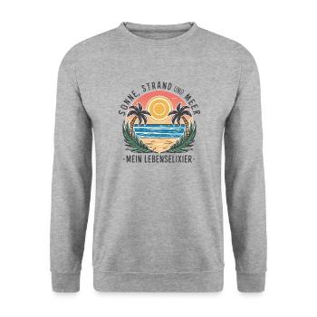 Sun, beach and sea - my elixir of life - Unisex Sweatshirt - salt & pepper - Front - Alina (178cm) & Michal (187cm)