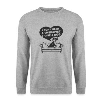 Je n’ai pas besoin d’un thérapeute, j’ai un chien - Sweat-shirt Unisexe - gris chiné - Devant - Alina (178cm) & Michal (187cm)