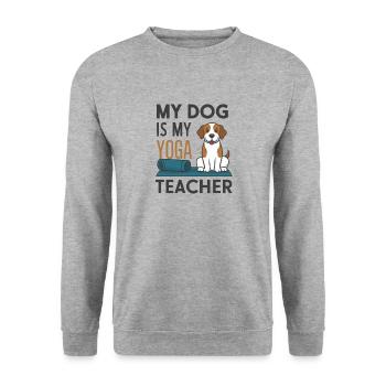 Mon chien est mon prof de yoga - Sweat-shirt Unisexe - gris chiné - Devant - Alina (178cm) & Michal (187cm)