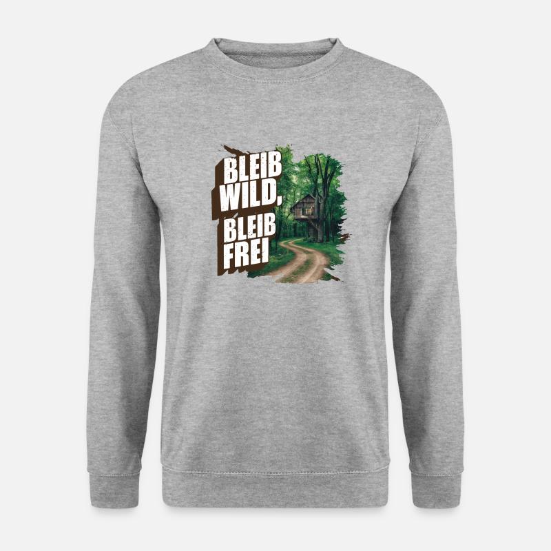 Bleib wild, bleib frei - Unisex Pullover - Weißgrau meliert