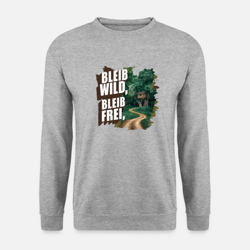 Bleib wild, bleib frei - Unisex Pullover - Weißgrau meliert