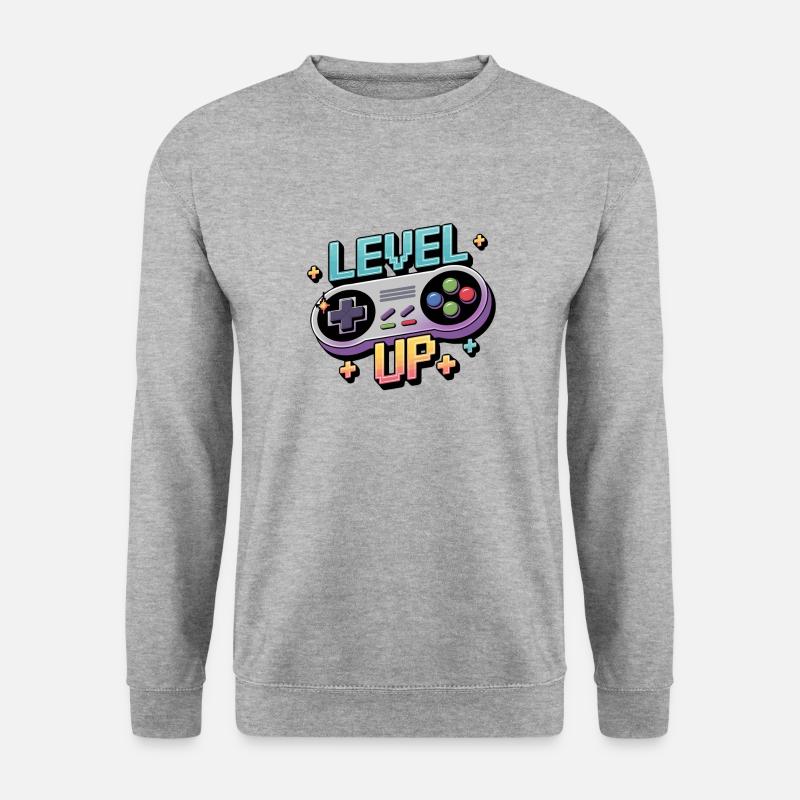 Level Up – Gaming Controller - Unisex Pullover - Weißgrau meliert