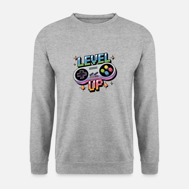 Level Up – Gaming Controller - Unisex Pullover - Weißgrau meliert